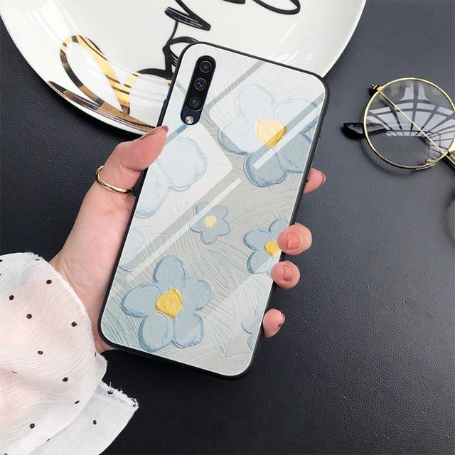 Чехол с цветочным рисунком для Samsung Galaxy A52 A71 A72 A73 A53, чехол из закаленного стекла для Samsung A13 5g A03 A22 A21s A03 Core A42 A70