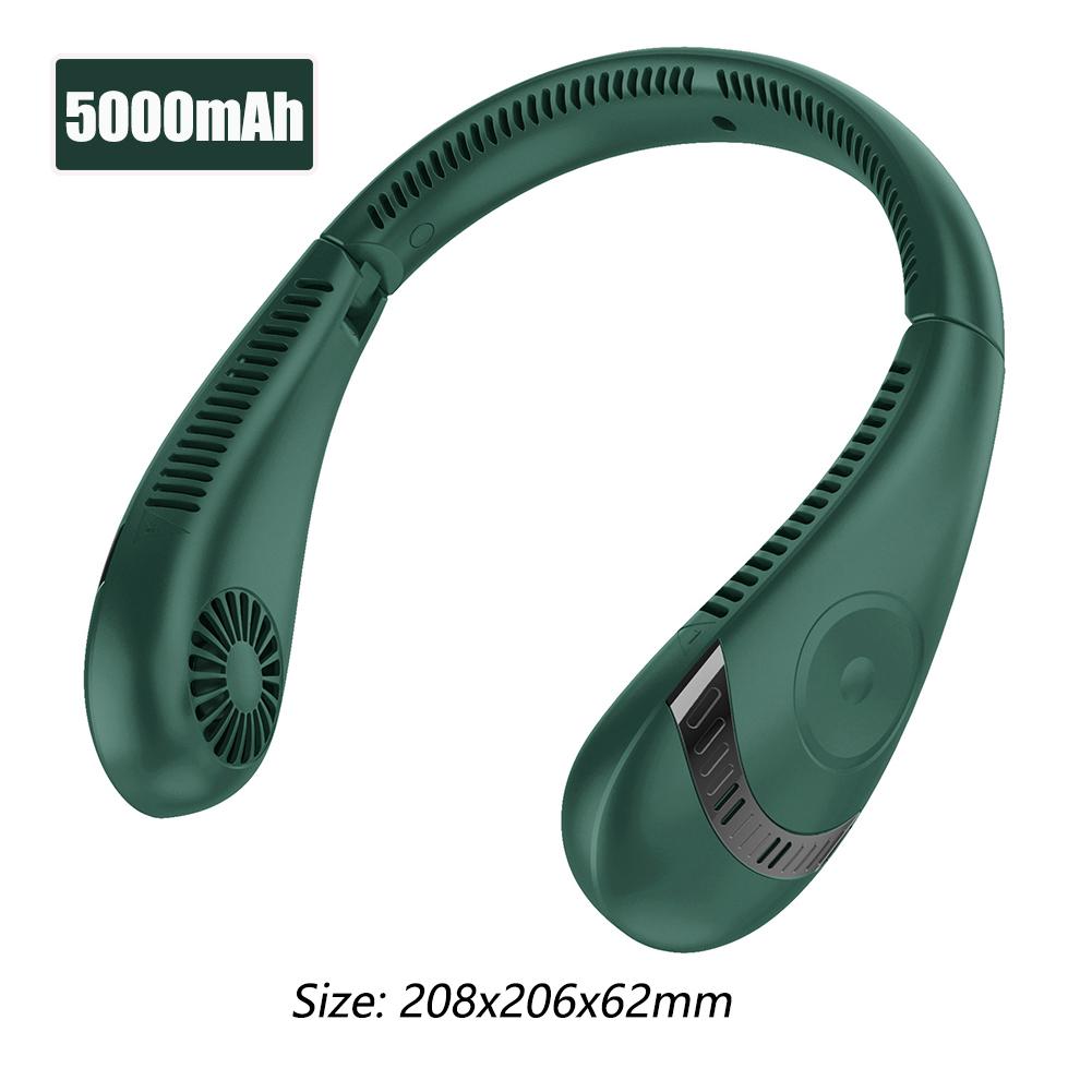 Новый портативный подвесной вентилятор на шею 5000 мАч USB перезаряжаемый безлопастной бесшумный спортивный вентилятор Летний уличный вентилятор с воздушным охлаждением Носимый вентилятор с шейным ремешком