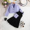 Girls Autumn Clothes Fashion Children Jacket + Dress + Bag 3 Piece Sets Suspender Dress Suit for Kids