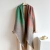 European And American Style Autumn And Winter New Item Imitation Cashmere Thickened And Elongated Color Blocked Fringed Scarf For Warmth And Neck