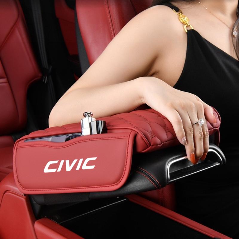 IYXI7 for Honda civic 8th 10th gen 2017 2018 2019 2016 Stitched PU Leather Car Armrest Mat Center Console Arm Rest Protection Cushion