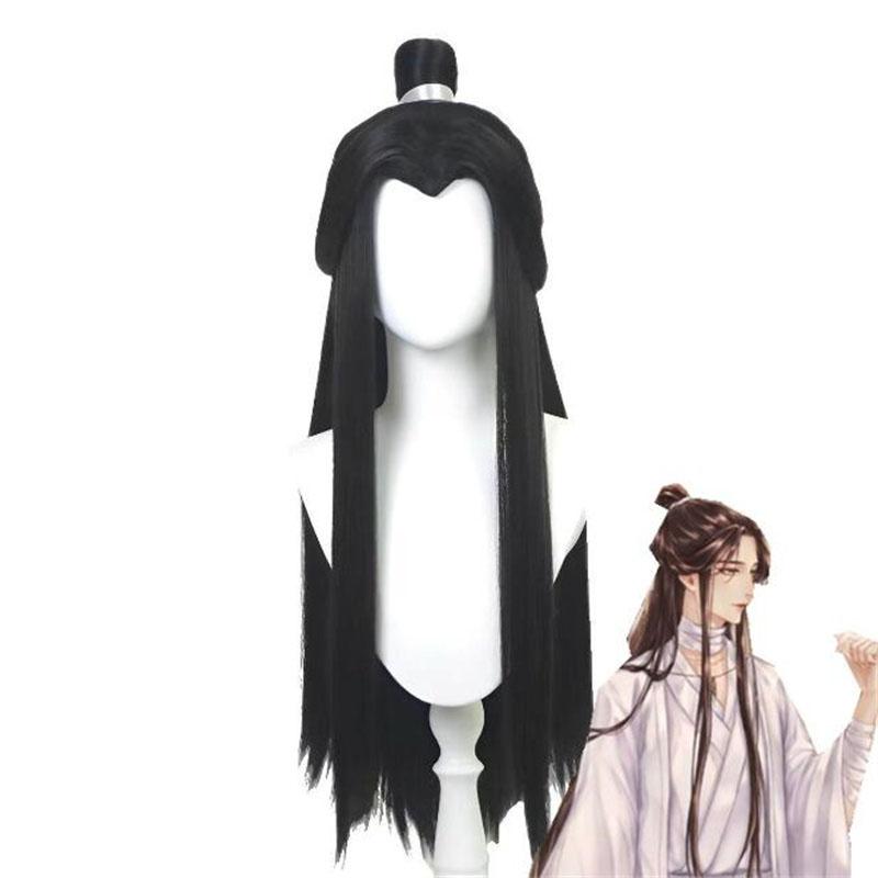 Xie Lian Cosplay Wig Heaven Officials Blessing Cosplay Tian Guan Ci Fu Cosplay Black Heat Resistant Synthetic Hair Wigs + WigCap