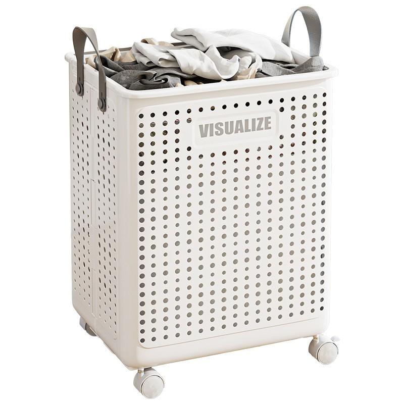 Foldable Laundry Hamper With Wheels Storage Basket Bathroom Bedroom Room Organizing