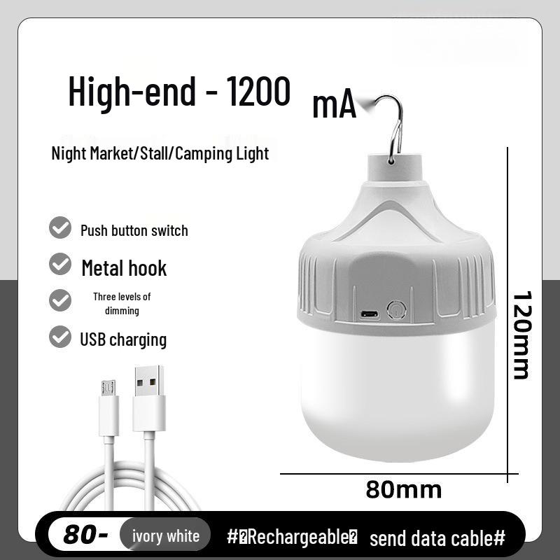 Rechargeable LED Emergency Light Bulb for Outdoor Stalls and Camping - Energy-Saving Wireless Lamp