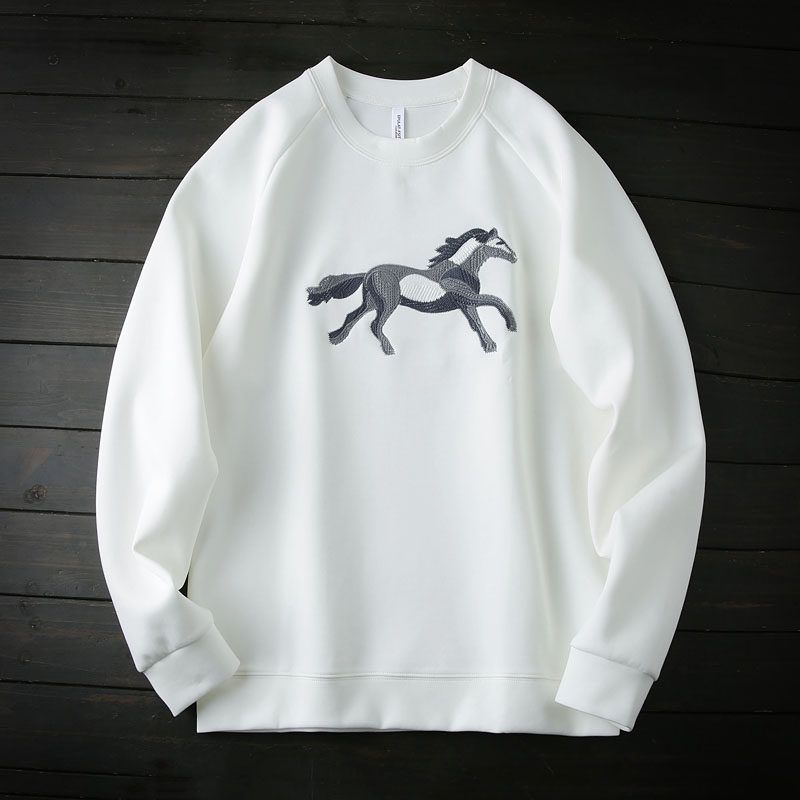 Тяжелая промышленность Вышивка Жидкий аммиак Воздух Длинноволокнистый хлопок Осень Мужская футболка с круглым вырезом и длинным рукавом для нижнего слоя Футболка Пуловер Повседневная толстовка