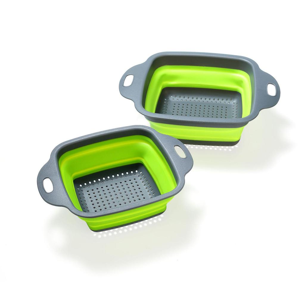 Foldable Silicone Colander Set: Easy-to-Store Round Kitchen Drain Baskets