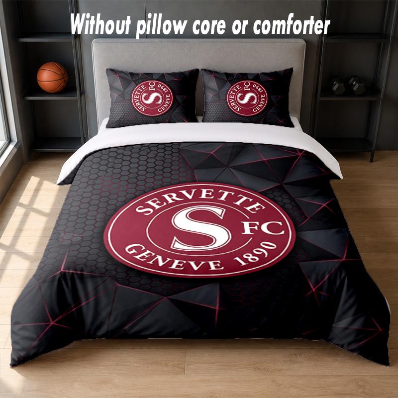 Servette FC Design Bed Bedding Set 1 Duvet Cover + 2 Pillowcases Soft Breathable Household Bed Linens