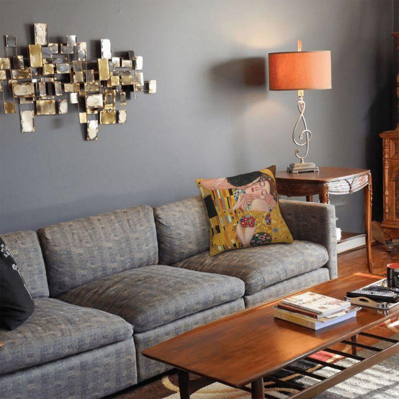 Современный Поцелуй Густава Климта Чехол для подушки дивана Полиэстер Живопись Искусство Наволочка для гостиной