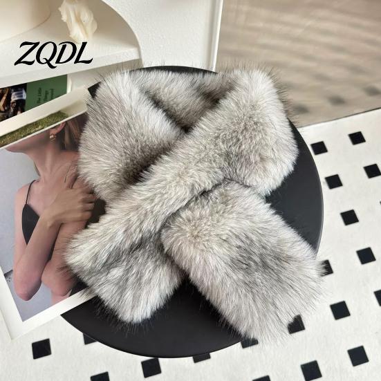 Cold Weather Thermal Wrap Faux Fur Collar Scarf for Women, Plush Neck Warmer Scarf, Fluffy Soft Velvet Scarves, Thanksgiving Christmas Fashion