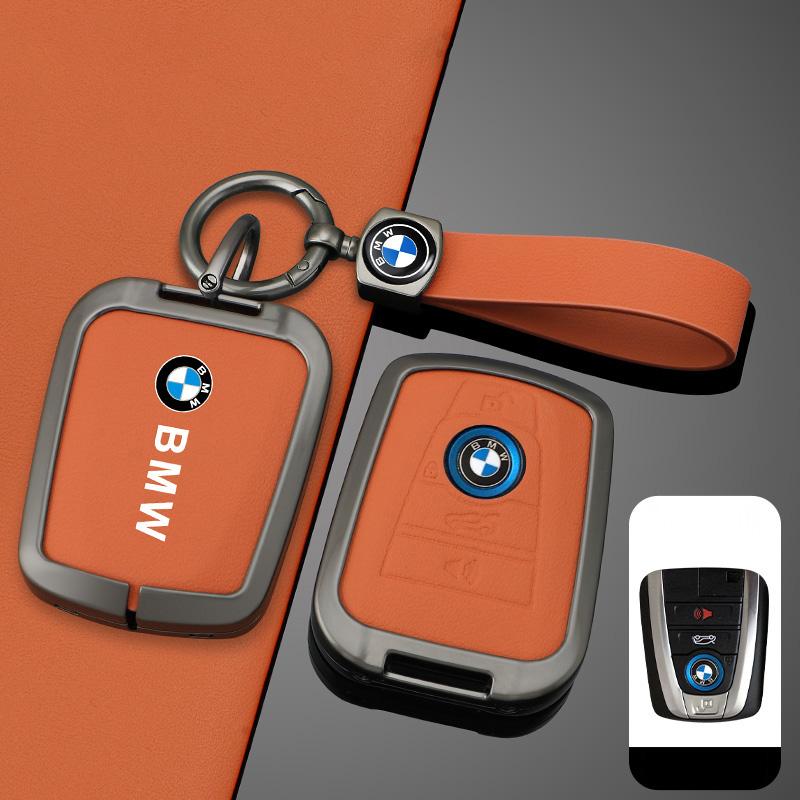 Alloy Leather Car Remote Smart Key Case Cover for BMW I3 I8 Series CAR Protector Keyless Shell Holder Accessories Keychain HRC7