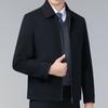 Двойной воротник, чистая шерсть, мужская куртка, осень-зима, кашемировое короткое пальто для людей среднего возраста, высококачественное шерстяное пальто для папы