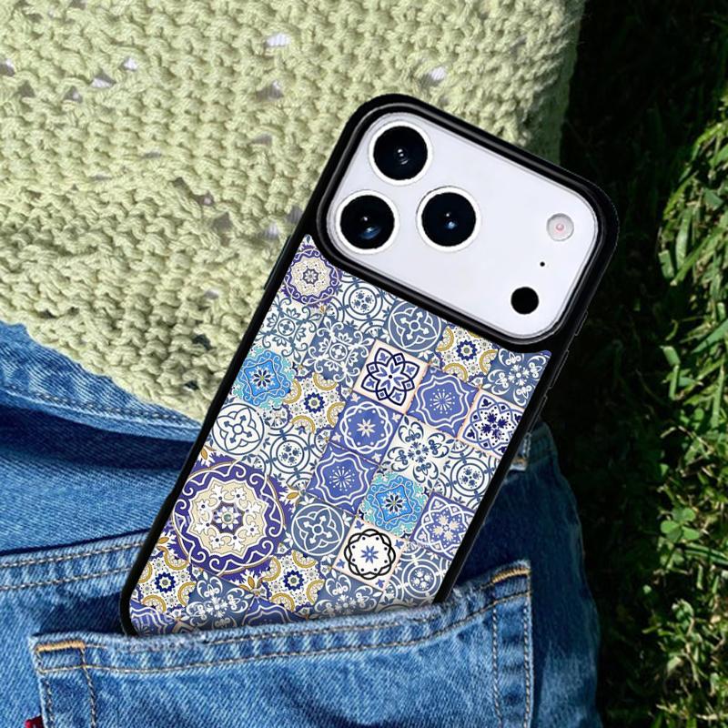 Искусство Декоративная марокканская плитка Чехол-бампер для IPhone 11 12 13 14 15 16e 17 Pro Max Чехол для IPhone 17 Air