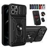 Чехол-держатель для карт со шторкой для камеры для iPhone 13 12 11 Pro Max X XR XS Max 6 8 7 Plus 13pro 12pro Съемный бронированный чехол-кольцо Военного класса