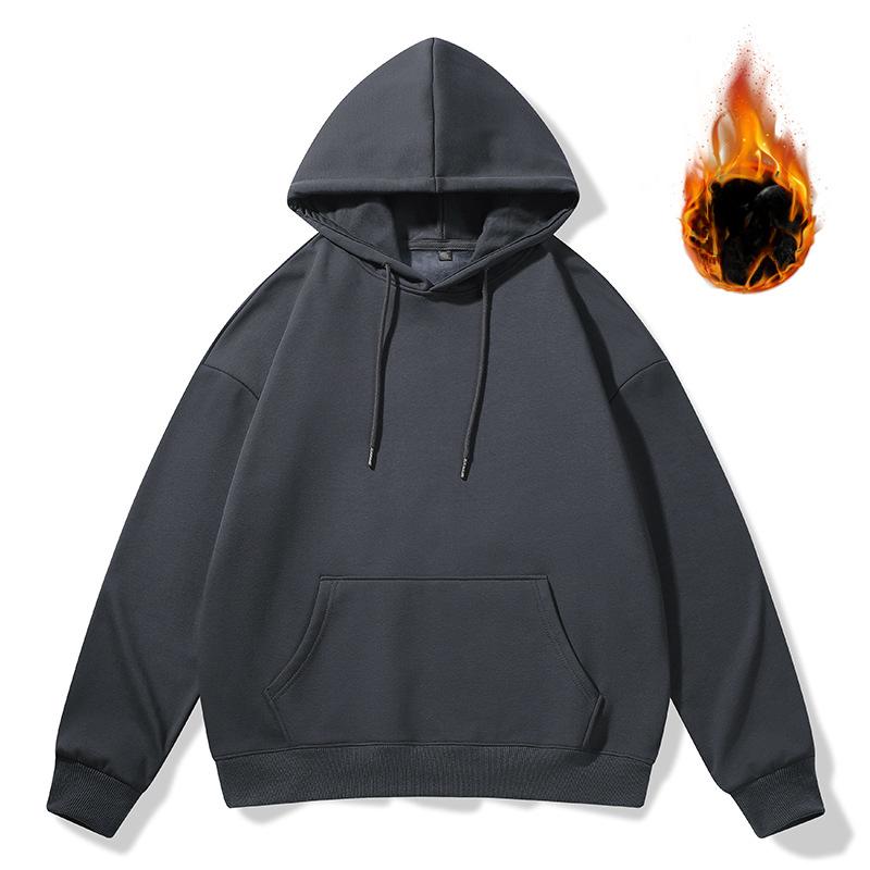 Мужская толстовка с капюшоном, осень-зима, новая, бархатная, модная, повседневная, свободная, трендовая, брендовая, из чистого хлопка, с длинными рукавами, мужские топы