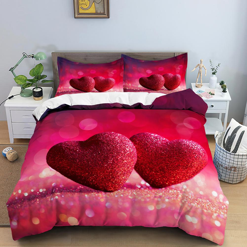 Luxury Bedding Set 3D Print Tulip Rose Print Duvet Cover Set Quilt Cover King Queen Size For Wedding Polyester Comforter Cover