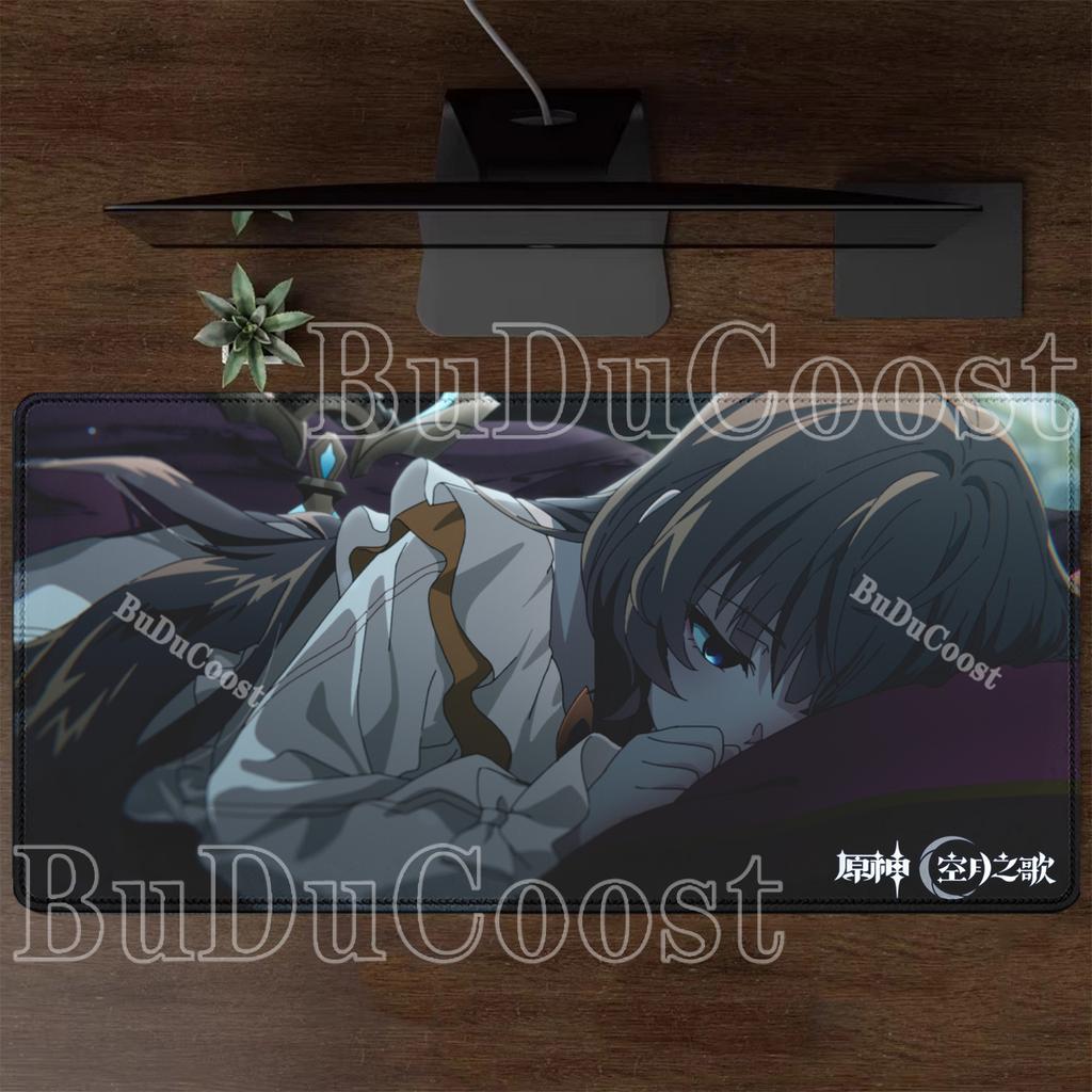 Gaming Sandrone Capitano Genshin Impact Mouse Pad Anime Kawaii Girl Non-slip Desk Mat Rubber Office Keyboard Overlock XXL Carpet
