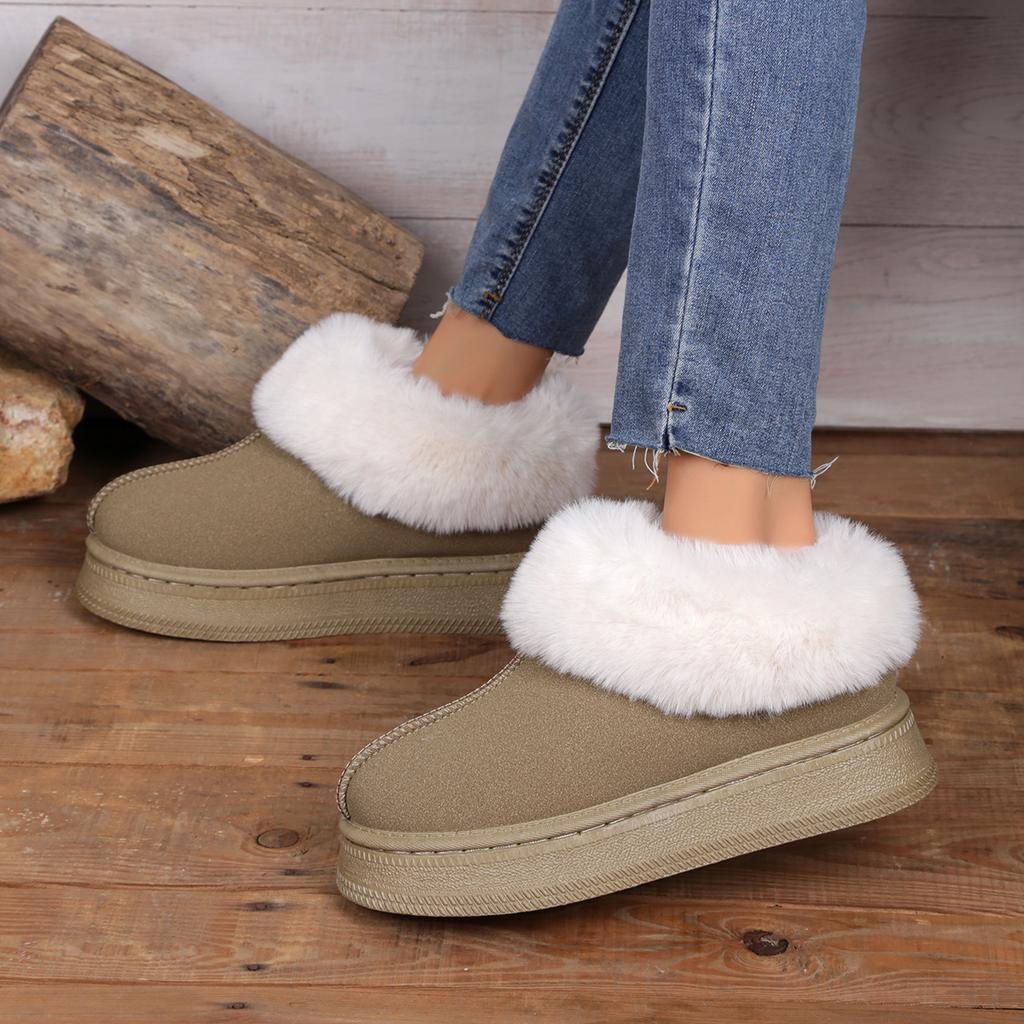 Thicken Plush Thick Bottom Women Snow Boots Round Toe Slip-On Winter Women'S Cotton Shoes Fluffy Fuzzy Warm Non Slip Ankle Boots