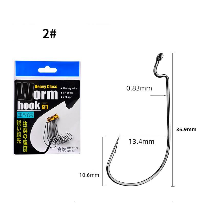 Усовершенствованный крючок с широким животом, 10 шт./пакет, тонкий рыболовный крючок для мягкой наживки, набор мягких крючков для насекомых Texas Fishing Group