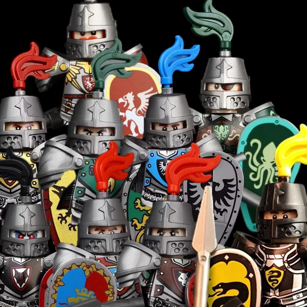 Средневековый Замок MOC Строительные Блоки Воины-Волки Фигурка Солдата Рыцари-Крестоносцы Лошадь Флаг Жилеты Щит Оружие Игрушки Подарки T022