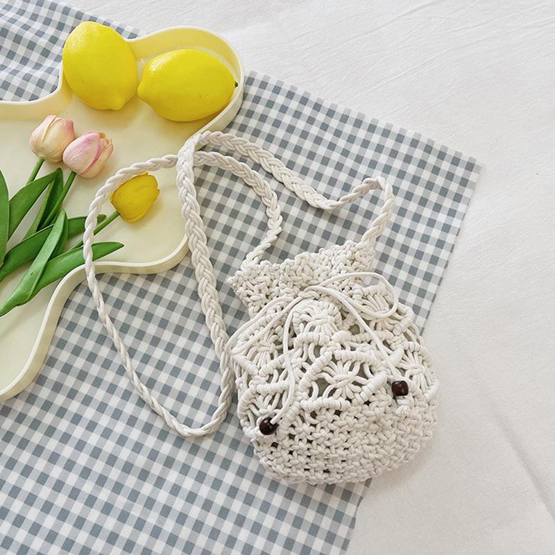 Новая летняя сумка-ведро для воды, корейская версия, пляжная тканая сумка из травы, полая тканая сумка через плечо, маленькая сумка для девочек