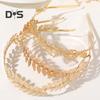 Golden Hollow Leaf Hair Hoop Elastic Metal Headband Decorative Women Thin Headdress Hair Accessories