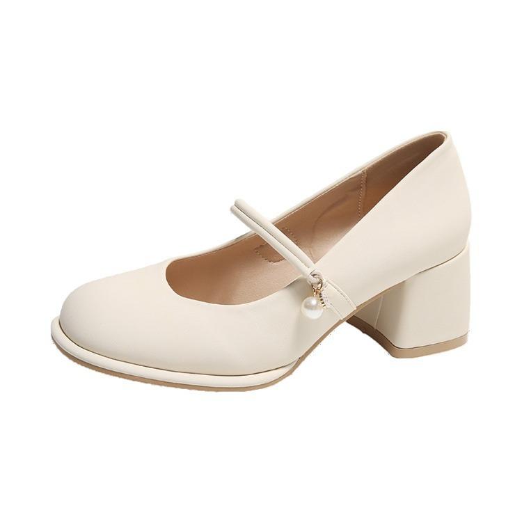 Mary Jane women's shoes 2025 new spring and autumn fashion versatile French medium thick heel single shoes gentle with skirt high heels