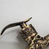 Carved Wall Mount Zinc Alloy Antique Bronze Bibcock,Decorative Outdoor Garden Faucet Washing Machine Faucet Small Tap
