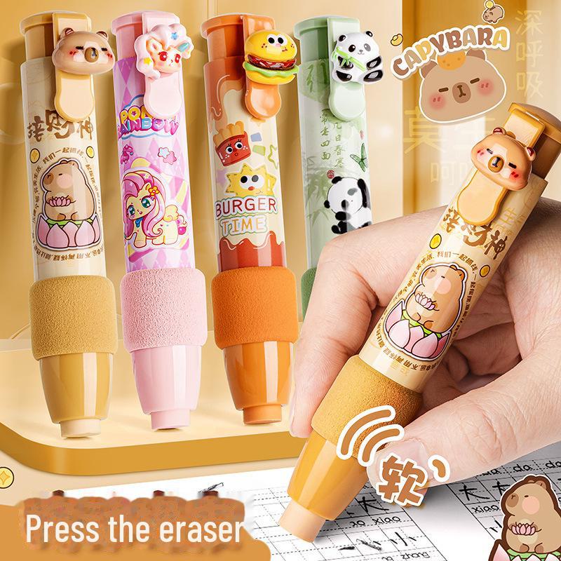 Недавно модернизированный ластик Capybara Push Eraser с симпатичным чехлом-губкой — не оставляет следов