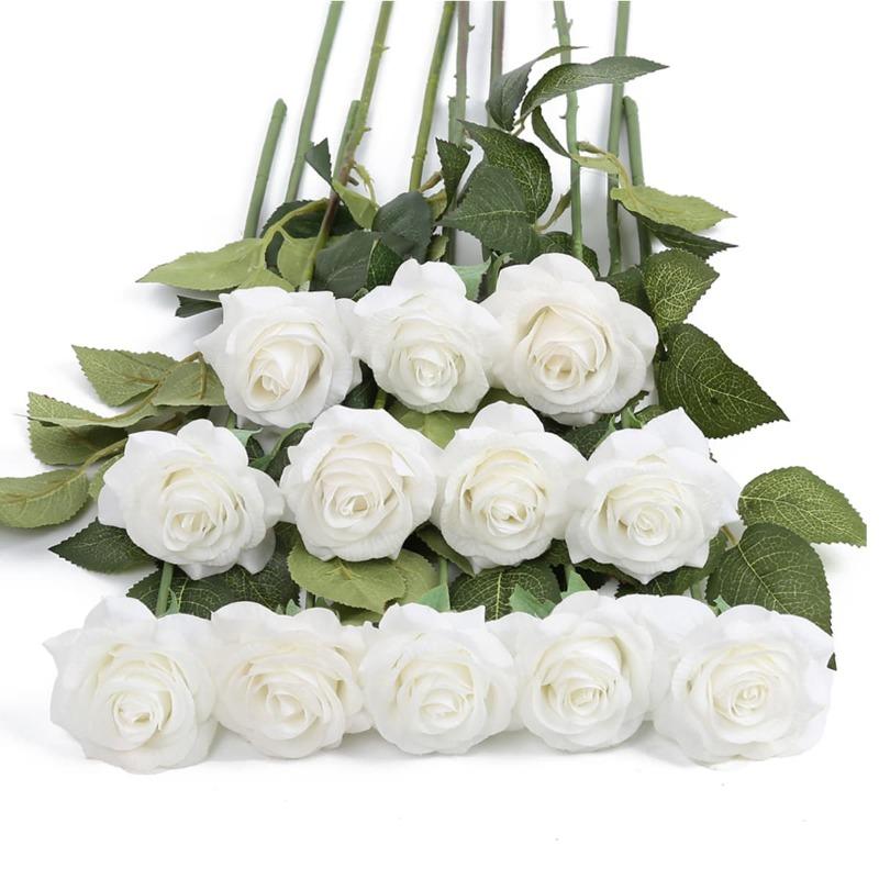 12 шт. искусственных шелковых роз, искусственные цветы, розы, цветы, цветочная композиция, букет для дома, свадьбы, вечеринки, сада, свадебного украшения