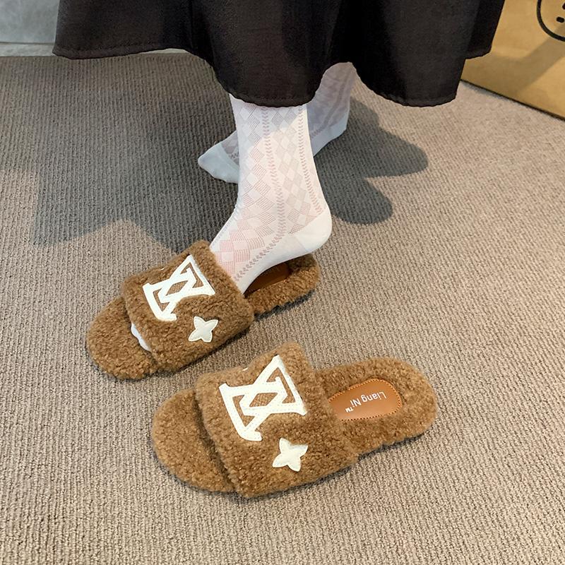 Мода 2025 Новые Популярные Женские Тапочки Вечеринка Плюшевые Летние Новые Самые Продаваемые Пушистые Домашние Туфли Меховые Шлепанцы Женские Слайды Меховая Обувь