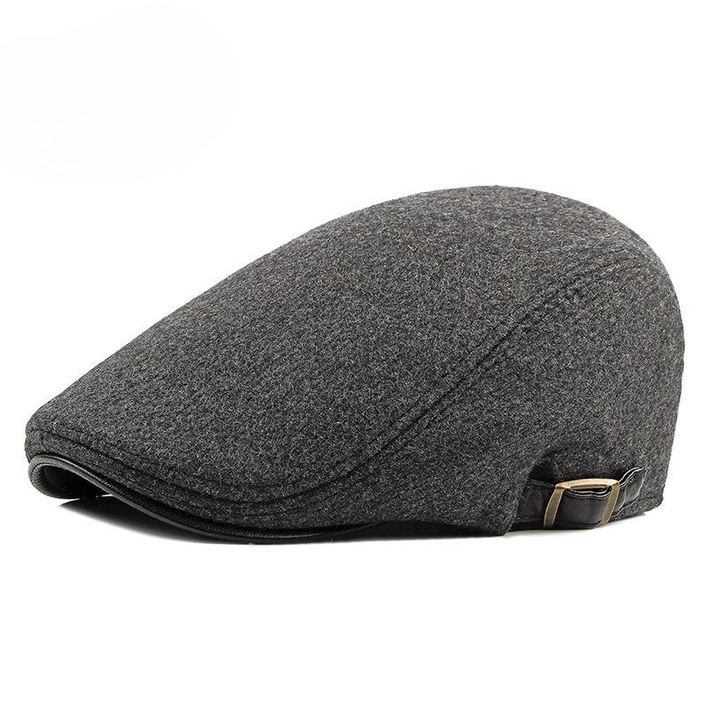 Men's Wool Herringbone Flat Cap British Retro Style Newsboy Hat Autumn Winter Warm Beret Adjustable Cabbie Cap for Men