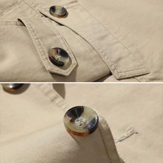 Men Retro Jacket Lapel Long Sleeve Single Breasted Business-Style Outwear Solid Color Pockets