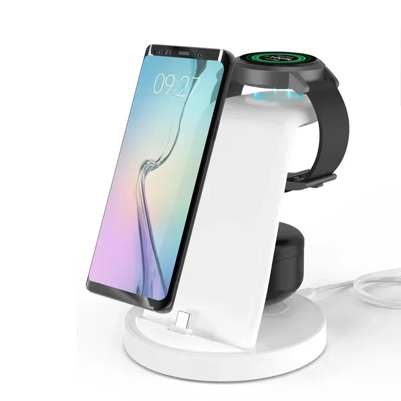 Подставка для телефона, станция быстрой зарядки, беспроводное зарядное устройство 3 в 1 для Samsung Galaxy S24 S23 Watch 6 pro/5/4 Active 1 2 Buds 2 Pro Plus
