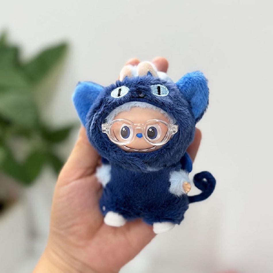 Для 10 см LABUBU4.0 Для Ropa Одежда для куклы Labubu Синий кот Комплект из двух частей Серия накидок «Маленькие животные» накидка Аксессуары Подарок