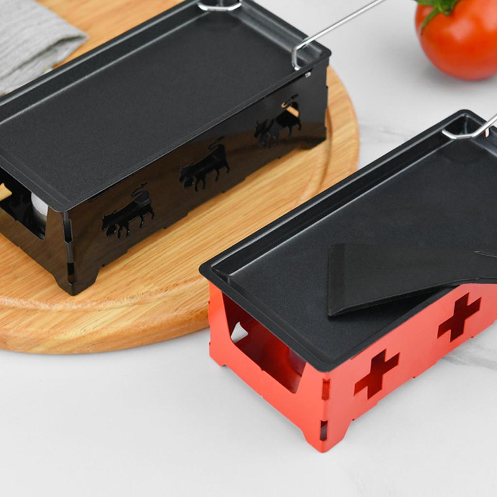 Набор для гриля-раклет с антипригарным покрытием Сковорода для плавления сыра с лопаткой Складная деревянная ручка для плавления сыра