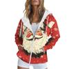Women's Christmas Printed Sweatshirt  Winter Long Sleeve Cardigan Jacket With Pockets Zipper Hoodie Outerwear