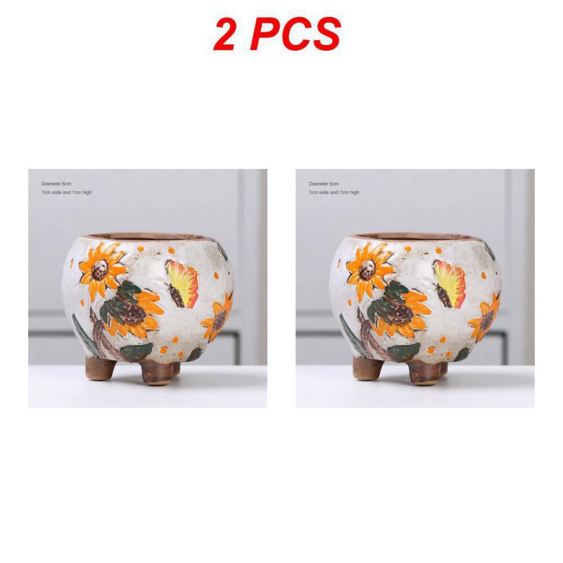 Керамический цветочный горшок Креативная ручная роспись Резьба Керамические украшения для дома Цветочные горшки Суккулентный цветочный горшок