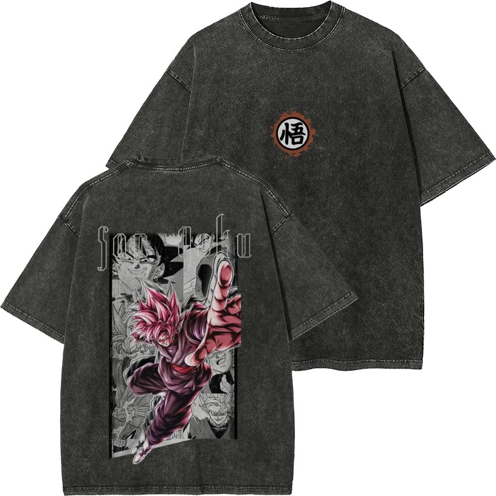 Dragon Ball Animation Printed Tshirt Mens and Womens Washed Tshirt High Quality Vintage Cotton Tshirt Harajuku Tops