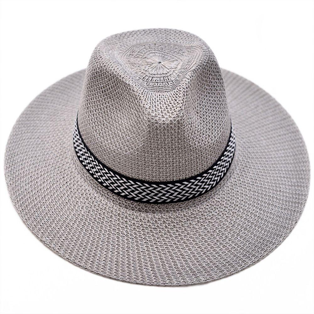 Beach Travel Male Dad Bowler Hat Middle-aged Men Straw Hat Old Man Sun Hat Solid Color Panama Hat