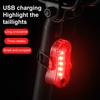 Bicycle Tail Light Waterproof Lightweight USB Rechargeable LED Rear Lamp Universal MTB Road Mountain Bike Night Riding Safety Warning Lamp