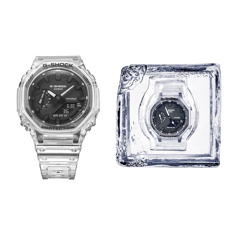 Casio Кастомные часы G-Shock Кастомная коробка для часов Ice Cube Ударопрочные Водонепроницаемые Кварцевый механизм Ремешок из смолы Мужские часы черные GA-2100SKE-7A