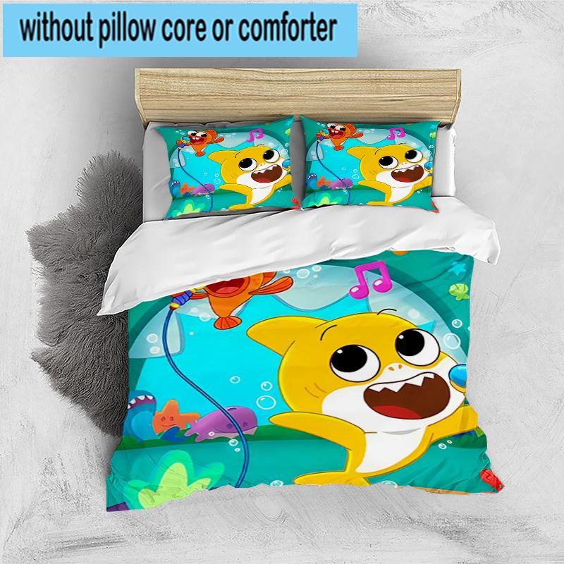 3PCS Cartoon Shark Dance Party 3pcs Bedding,Including 3PCS Duvet Cover And 2pcs Pillowcases Perfect for Christmas,Ideal for Bedroom, Dormitory