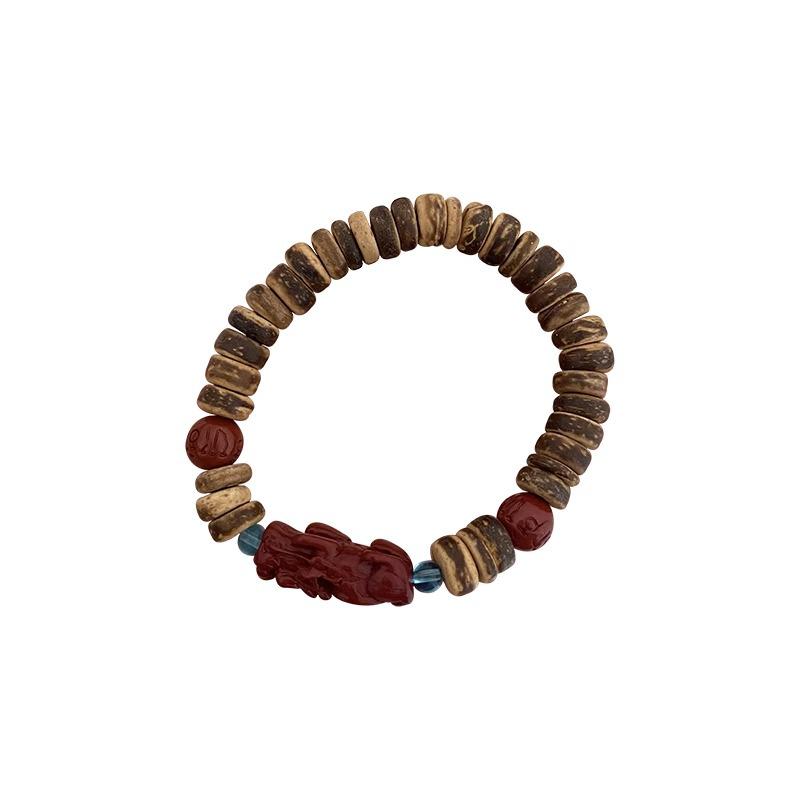 Женский браслет с бисером Pixiu 2023 года с кокосовой скорлупой и киноварью