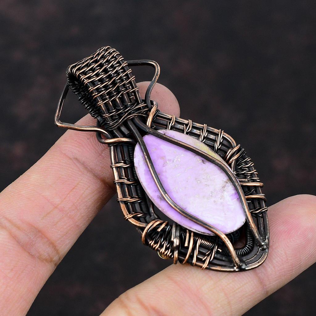 Подвеска из фосфосидеритовой проволоки, обернутая медной проволокой, ювелирные изделия ручной работы, подвеска из драгоценных камней, ювелирные изделия из медной проволоки, фосфосидеритовые ювелирные изделия для подарка