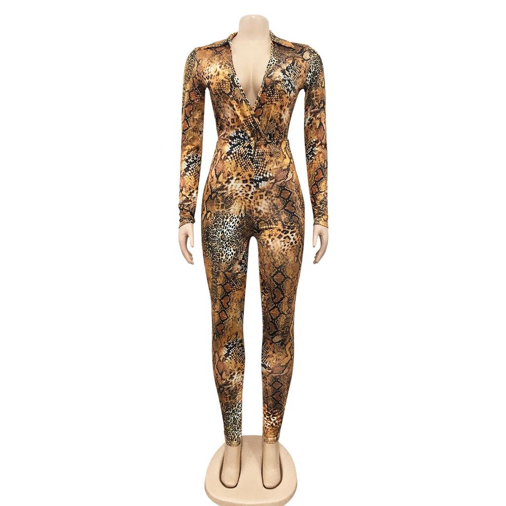 Европейская и американская мода V-образный вырез цифровая печать длинный рукав комплект брюк