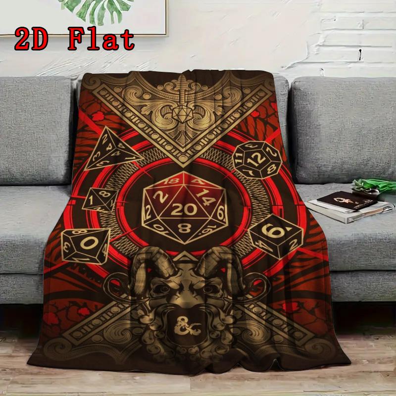 Dungeon Red Die 2D Flat Pattern Flannel Blanket High quality All Seasons Warmth and Comfort Perfect for Christmas Gifts.MMT0918170