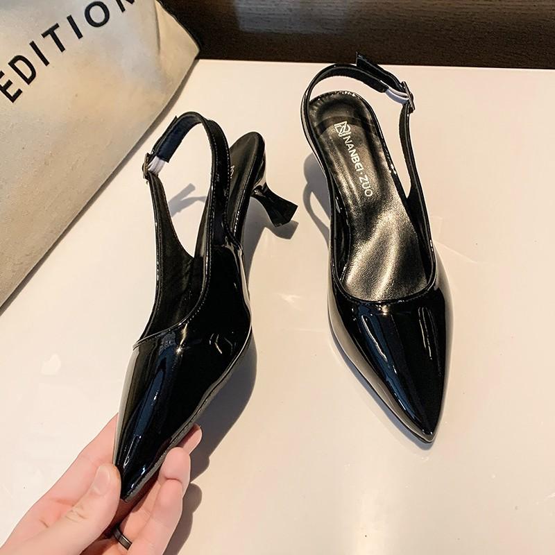 Женская обувь больших размеров весна и лето новая обувь остроносые туфли-стилеты с пряжкой сумка на носке пустые сандалии женские