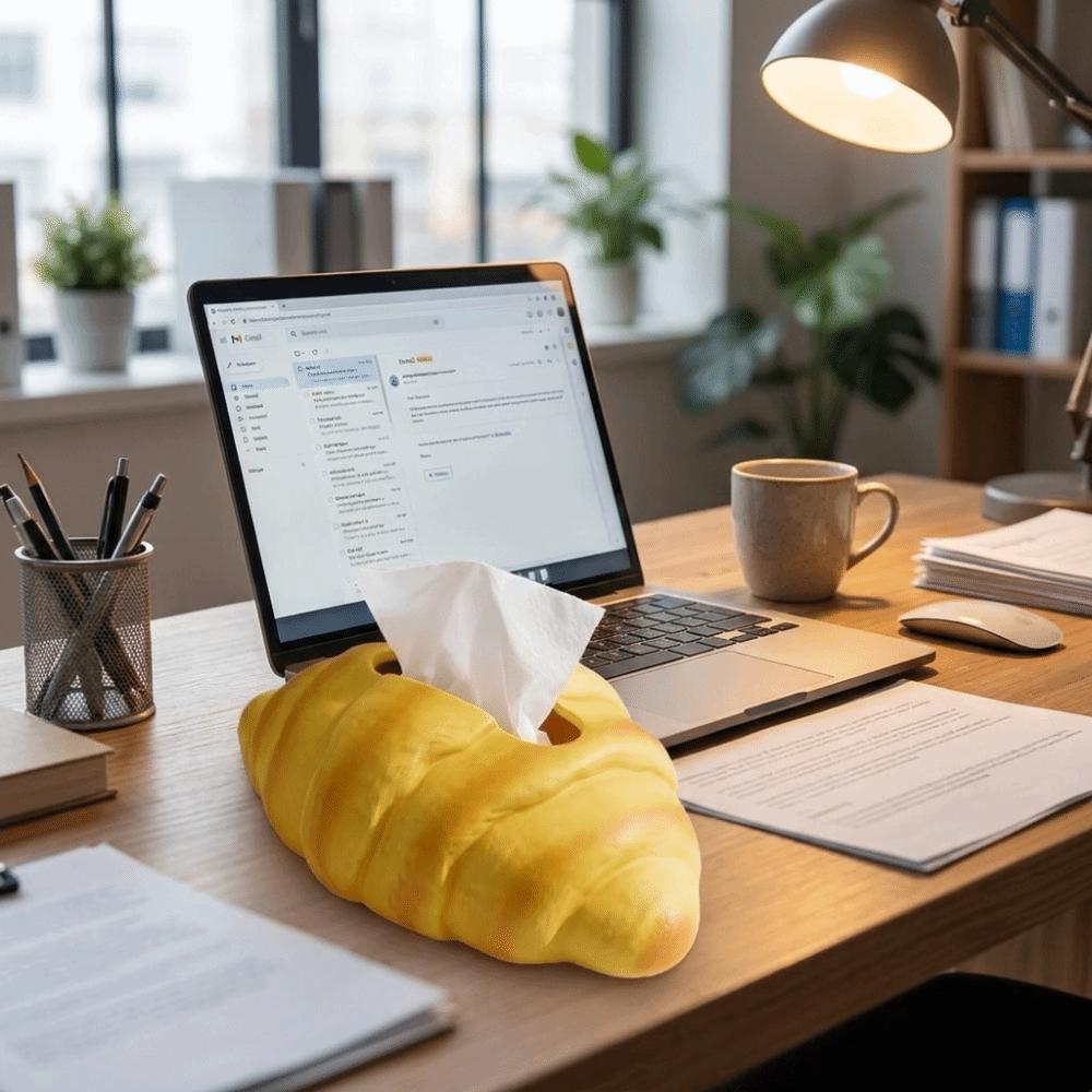 Realistic Croissant Tissue Box Food Themed Tissue Box Holder Bread Shaped Tissue Box Restaurant