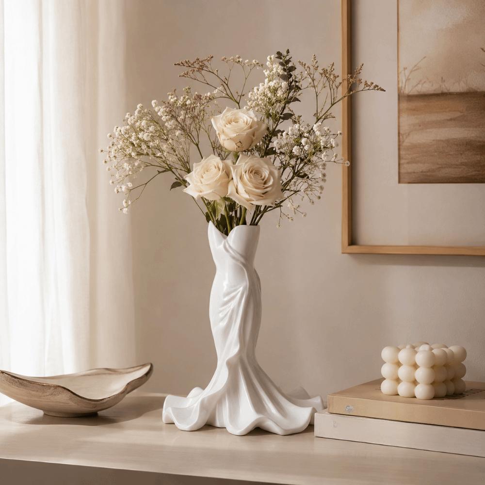3D Printed Mermaid Tail Vase Dress Shape Desktop Ornaments Makeup Brush Organizer Living Room