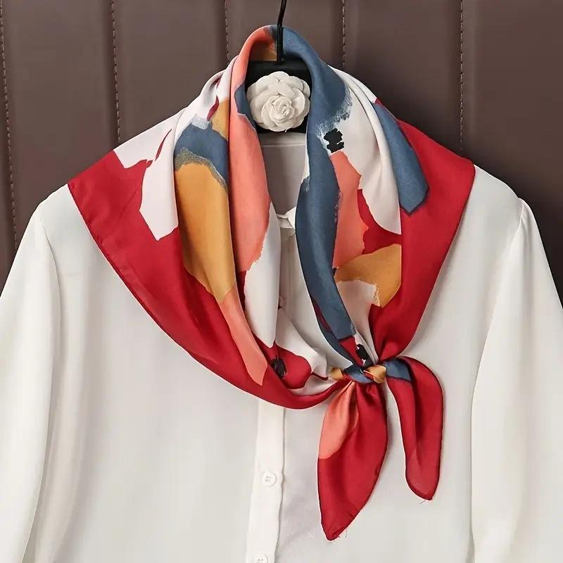Luxury Print Satin Silk Square Scarf for Women Shawl Hijab Neckerchief Female Hair Ribbon Headband Fashion Wrap Bandana